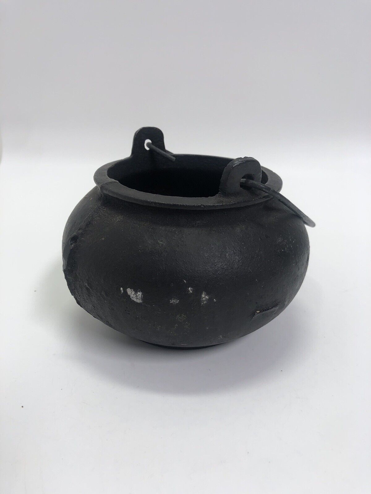 ANTIQUE HAND HAMMERED COPPER KETTLE APPLE BUTTER POT CAULDRON IRON HANDLE HEAVY