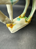 Vintage Drip Style Glaze Ceramic War Horse Figurines/lot 3