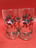 House of Lloyd Glass Christmas Tumbler (s) LOT OF 6 Ornament Bows and Ivy 1993