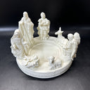 Vtg Holiday Jade Porcelain Nativity Pillar Candle Holder #17974/ Used