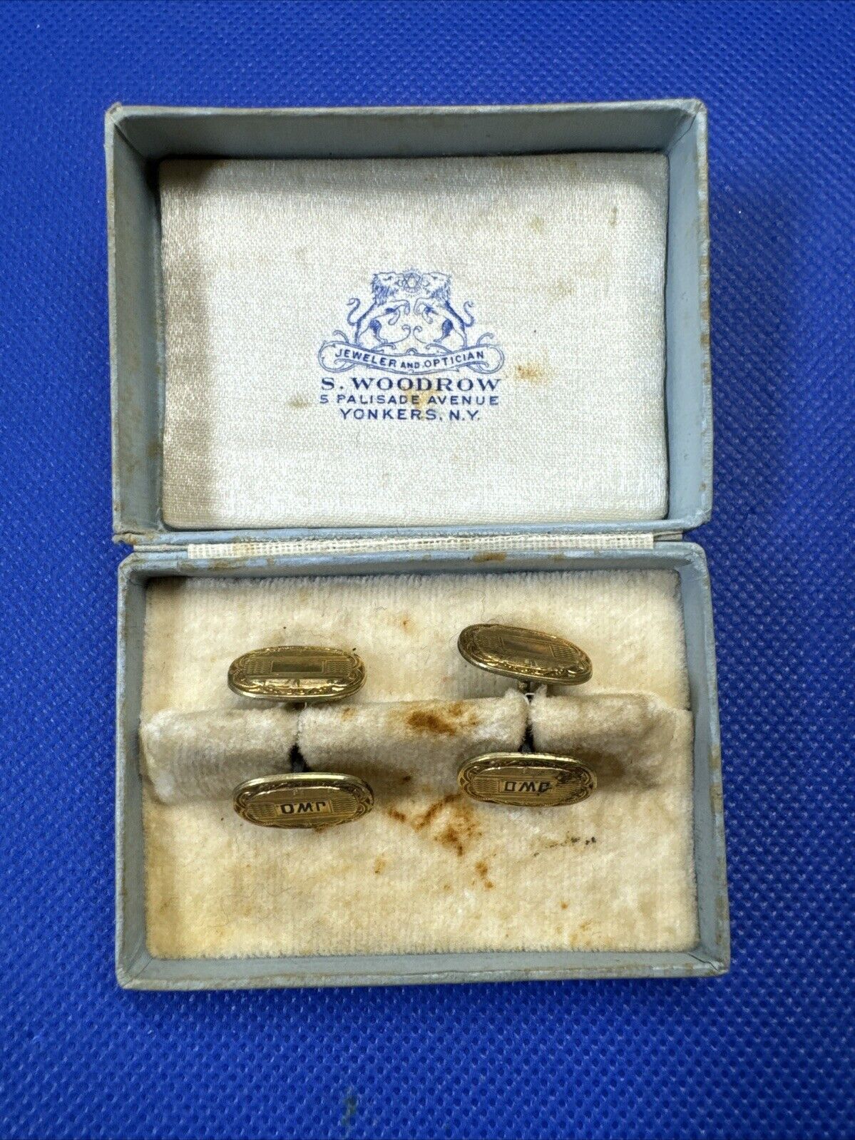 Vintage Men's Cufflinks in Box With Monogrammed “J.W.O”