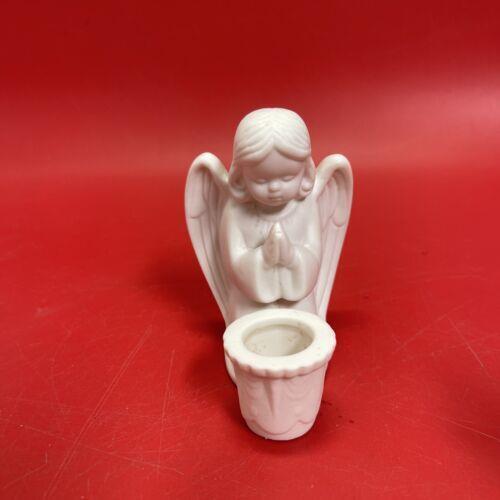 Vintage Pair of Praying Angels Candle Stick Holders Colonial Candle Japan White