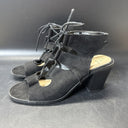 Time And Tru Black Strappy Heeled Sandals Size 7.5 Lace Up