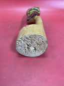 Vintage Wooden Parrot on Perch Hand Carved Painted Tropical Sculpture 16”