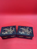 Asian Faux Lacquer Small Jewelry Box w/ Interior Mirror & Red Velvet Lining Lot2