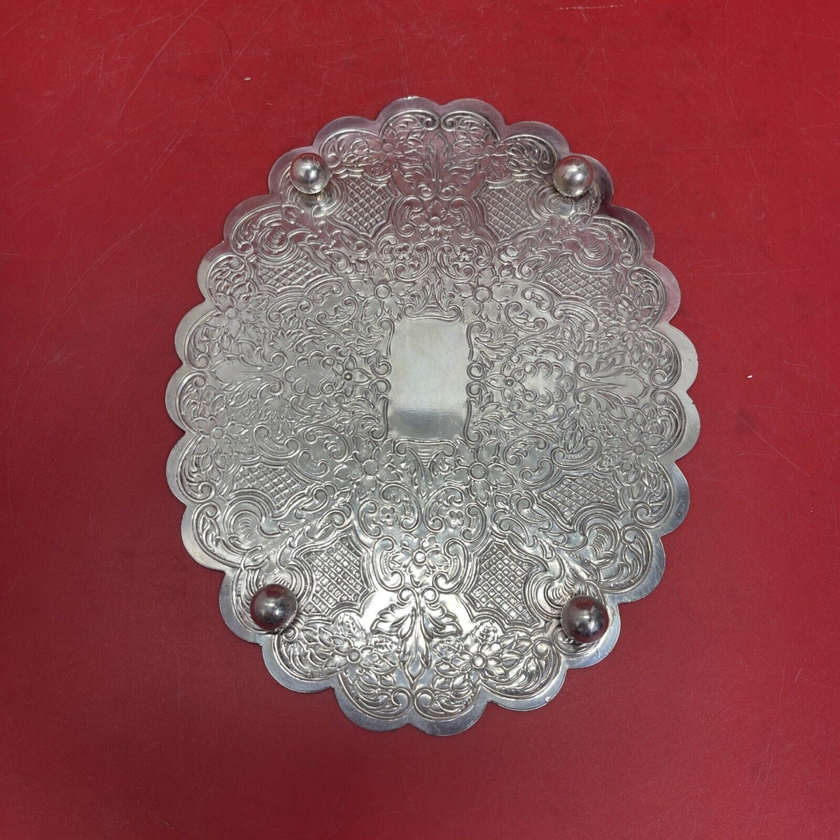 Silver Plate, Patterned Oval Stand, 8 “x 6 “