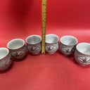 Vintage Asian Tea Set Teapot Cups Flowers Bridge Scene China Japan