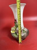 Vintage Capodimonte Porcelain Art Pottery Vase Floral Italy Yellow Flower