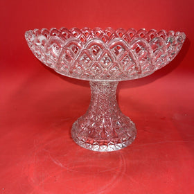 Imperial Glass Lace Edge Diamond Cut Base Pedestal Bowl