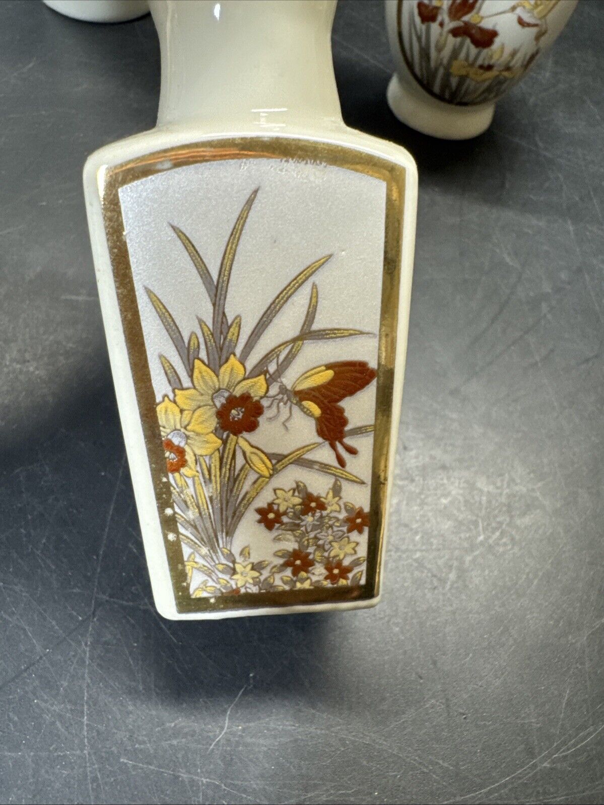 Vintage Art Mini Vase Japan Humming Bird Peacock/ Lot Of 4
