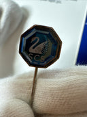 Vintage SCS Swarovski Crystal Society Blue Stone With Swan Logo Stick Pin PB78