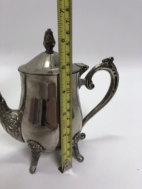 Antique Silverplate Coffee/Tea Pot Footed Hinged Lid - Pretty