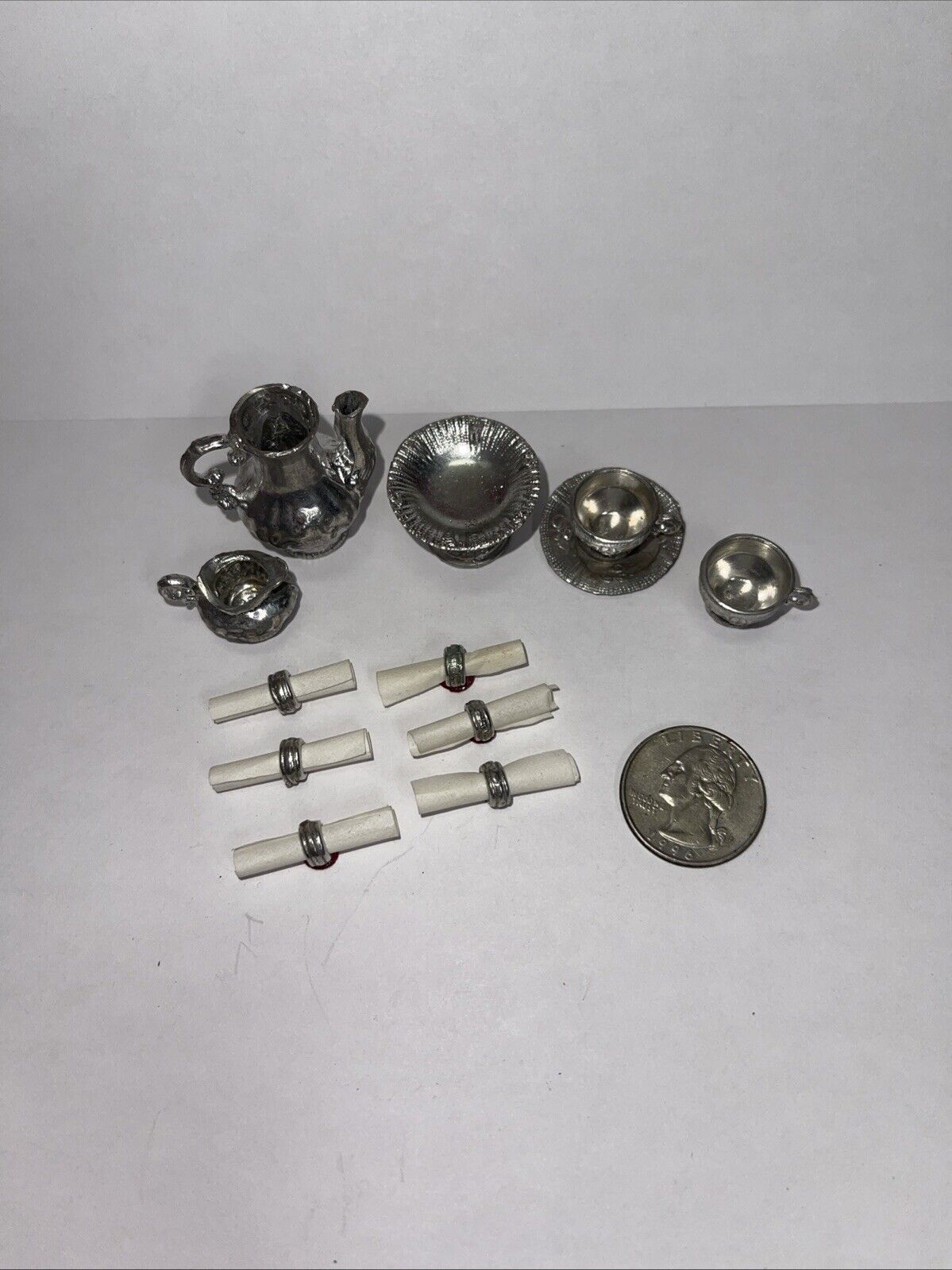 Vintage Miniature Pewter Tea Set Made in Germany