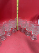 Anchor Hocking Wexford Diamond Decanter Set & 8 Stemmed Cordials Barware Liquor 