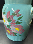 VINTAGE Cookie Jar  W/LID Hand Painted FLORAL Pottery