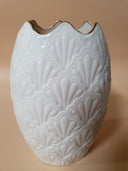 Lenox Scalloped Jacquard Ivory Vase with Gold Trim