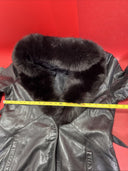 Designer Couture Chosen Leather and Removable Black Fur Collar coat , Jacket S