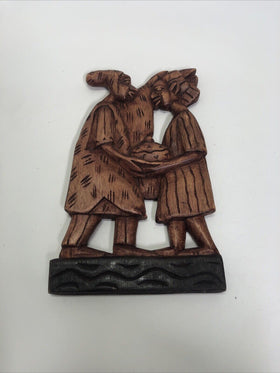 Vintage Hand Carved Unique,  Folk Art Shelf, Wooden