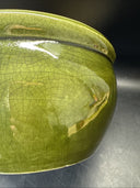 Art Pottery Green Glossy Bowl 4” Tall