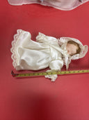 Avon Porcelain Dolls Mother & Child 2000 Margaret 17" White Gown Display Stand