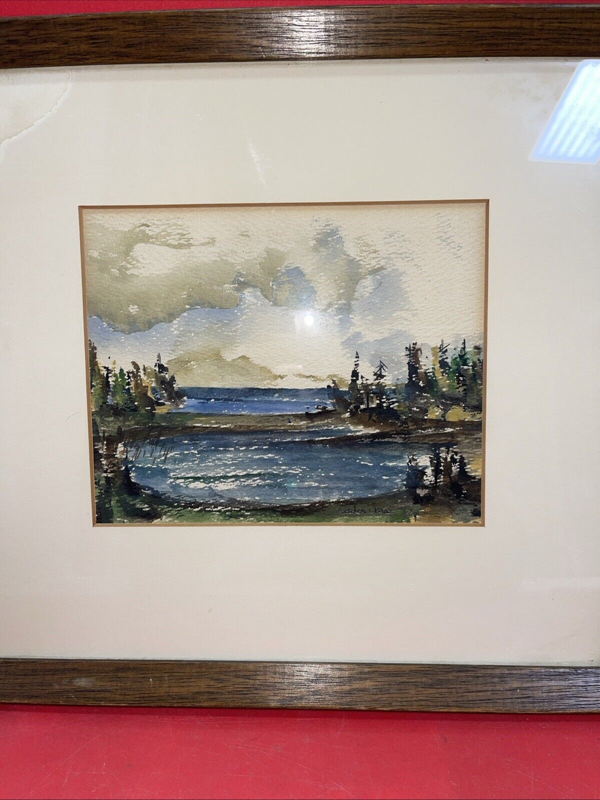 Painting By Gordon Chase Rocks & Sea  1967  OG Watercolor 6”x7”