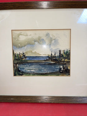 Painting By Gordon Chase Rocks & Sea  1967  OG Watercolor 6”x7”