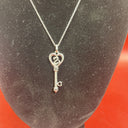 925 Sterling Silver Open Heart Key Pendant Necklace 8.1g