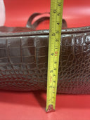 Vintage Lord & Taylor brown crocodile embossed genuine leather bag made in Italy