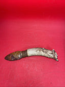 Antique Flint Knife with Deer Antler Handle,  Carving  Indian Face