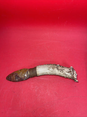 Antique Flint Knife with Deer Antler Handle,  Carving  Indian Face