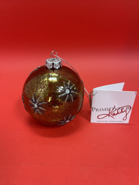 Primitives By Kathy  Glass Ornament -Brown Retro Holiday Christmas Lot 8