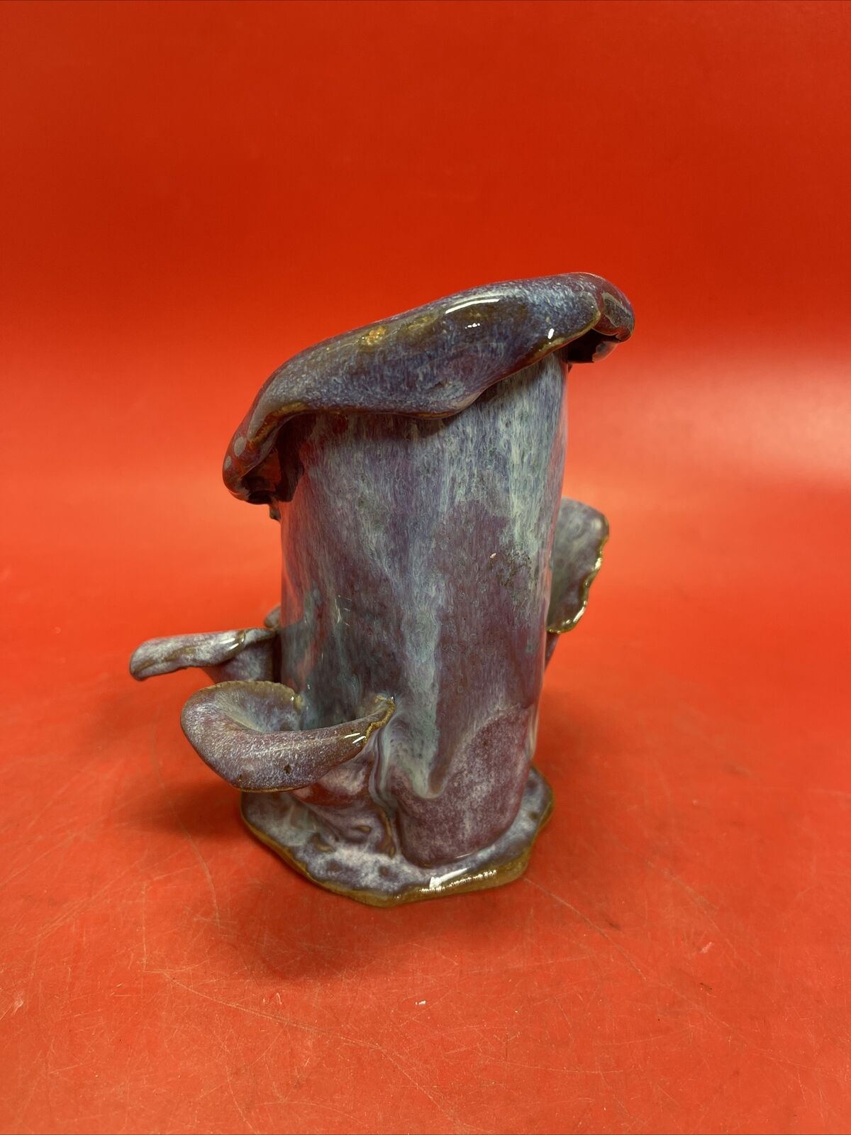 Vintage Rose ,Blue Vase, Hand painted, USA.