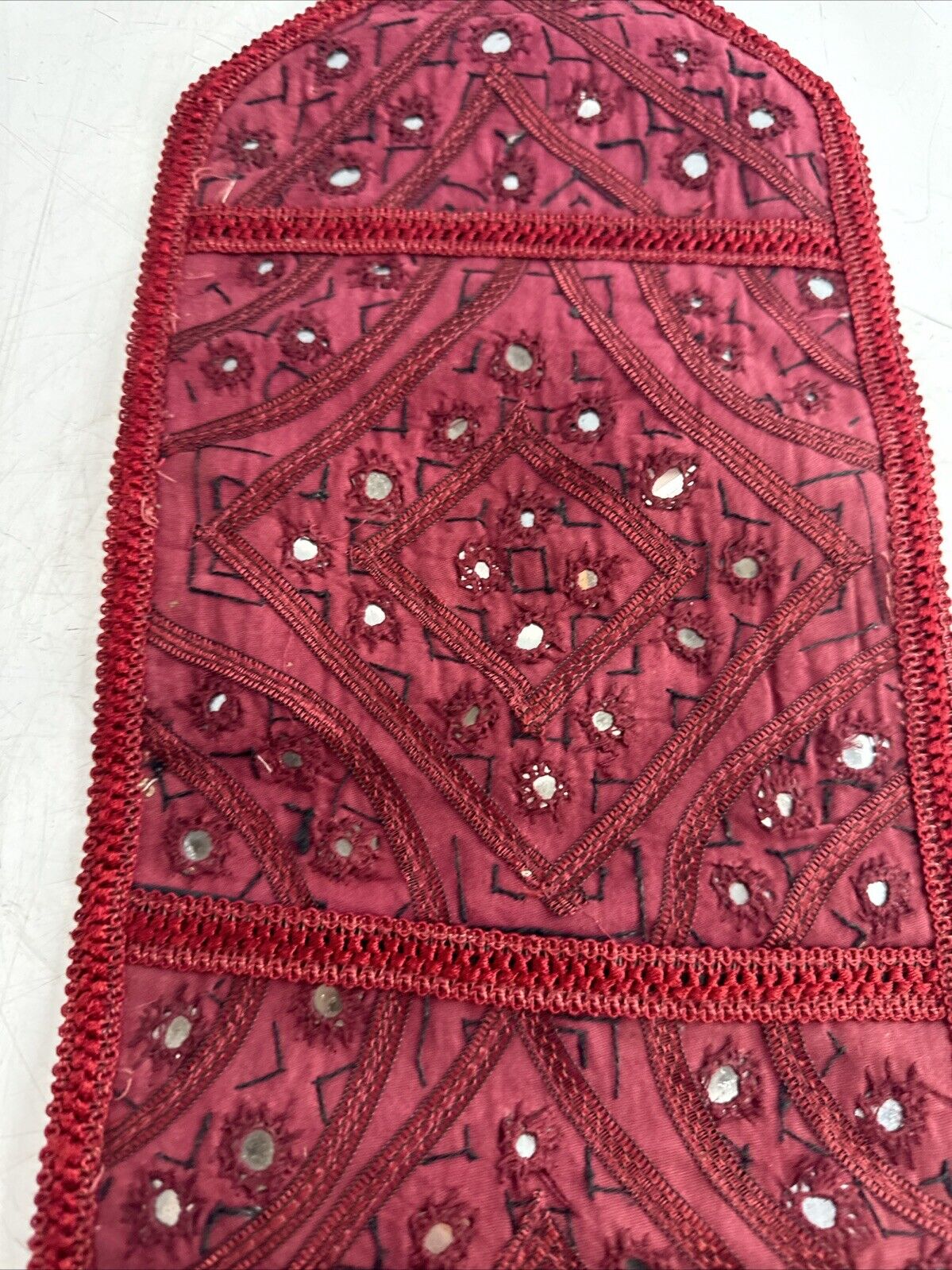 Handmade Indian/Pakistani Mirror Embroidery 3 slots Letter Holder Wall Hanging