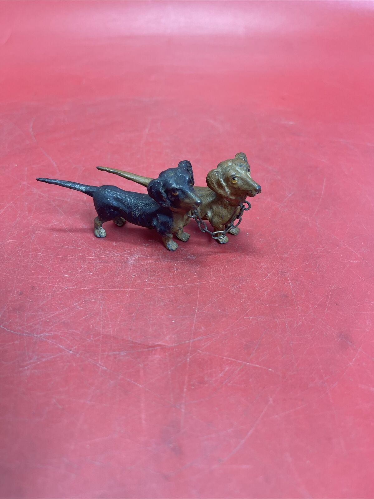 COLD PAINTED AUSTRIAN BRONZE DASCHUNDS FIGURINE