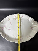 Bassett Limoges Serving Platter Oval White Pink Roses 16”/ Austria