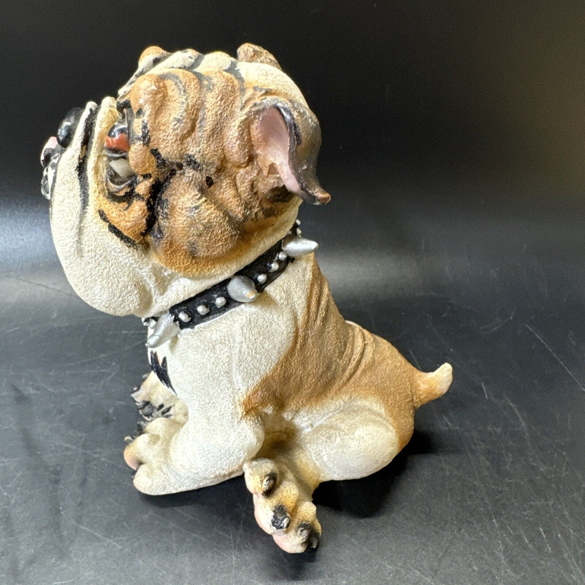 Bulldog Figurine with Spike Collar 4.5"/ Set Of 2