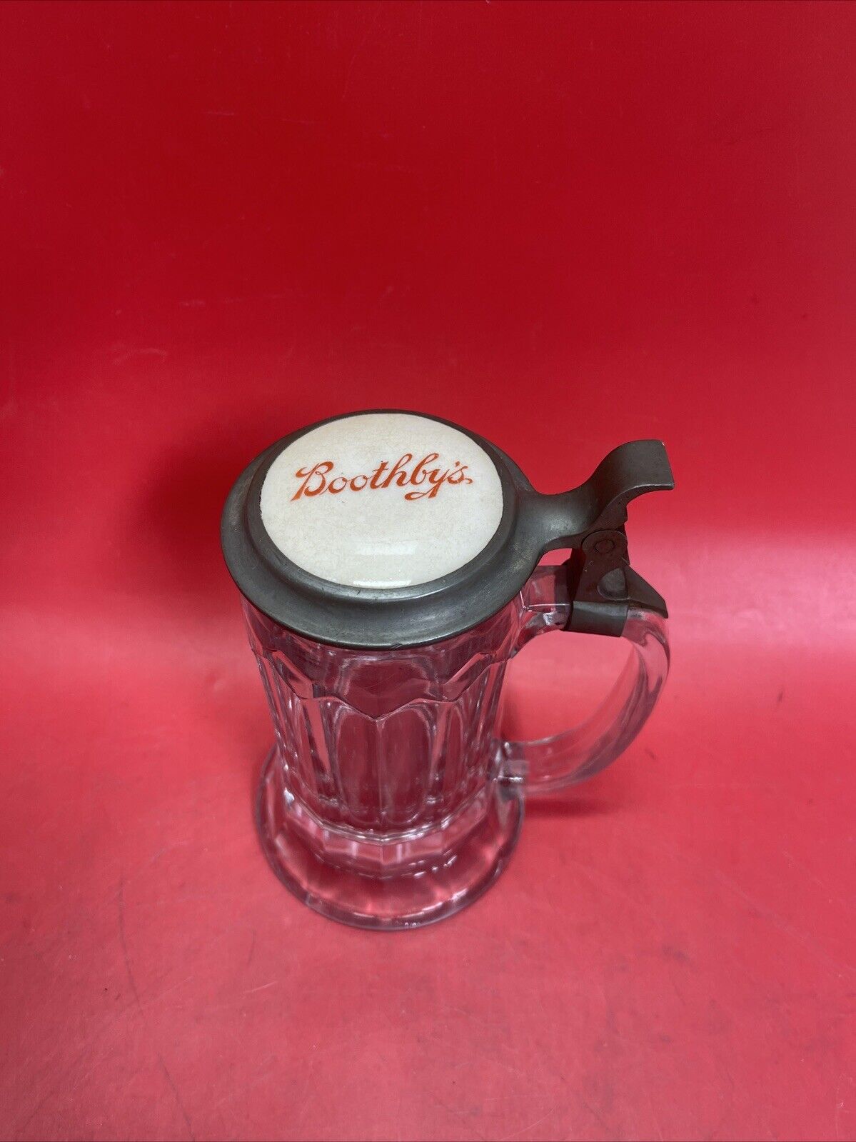 Vintage Boothby’s Germany glass stein pewter lid barware Drink