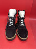 Time And Tru Womens Size 11 Boots Memory Foam Black With White Faux Shearling.