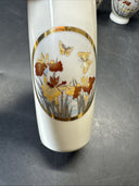 Vintage Art Mini Vase Japan Humming Bird Peacock/ Lot Of 4