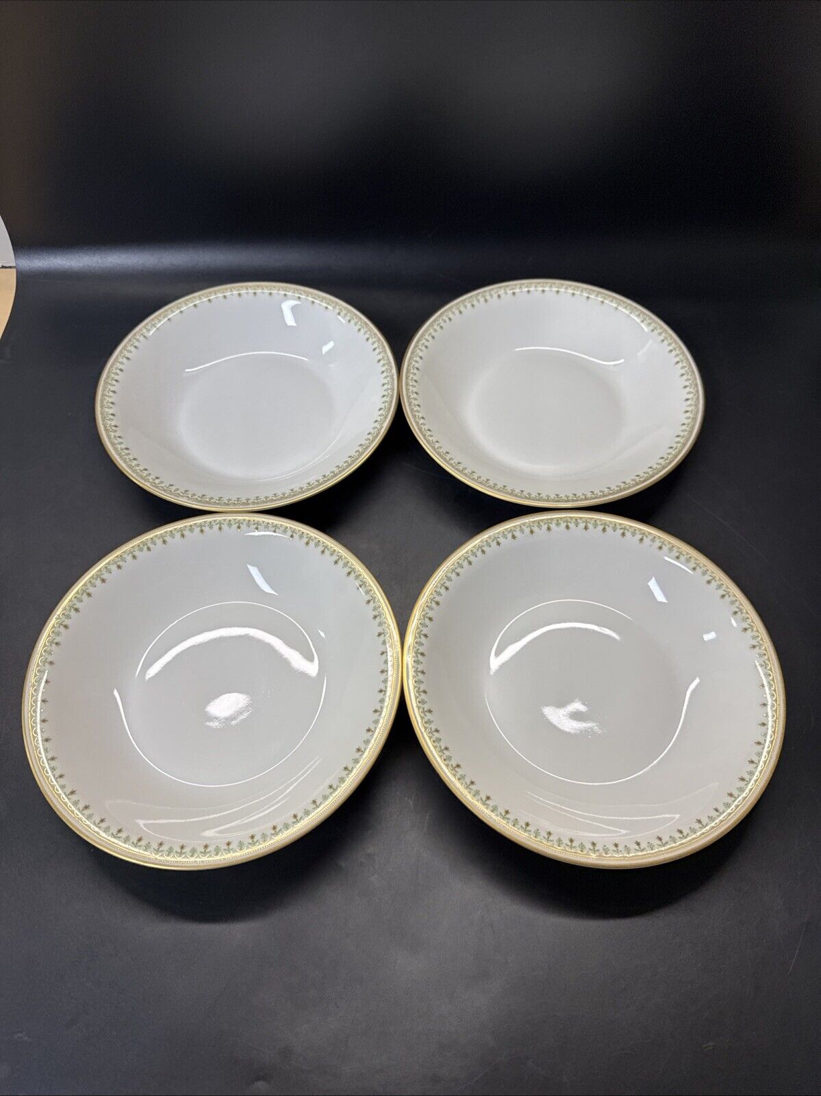 Theodore Haviland Limoges France Various Plates Green & Gold Trim/ Lot Of 6