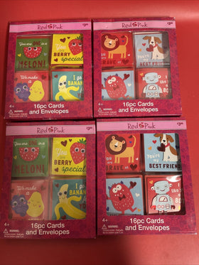 Red & Pink Pop Up Cards & Envelopes Fruity Lot of 5 Boxes = 80 Pieces