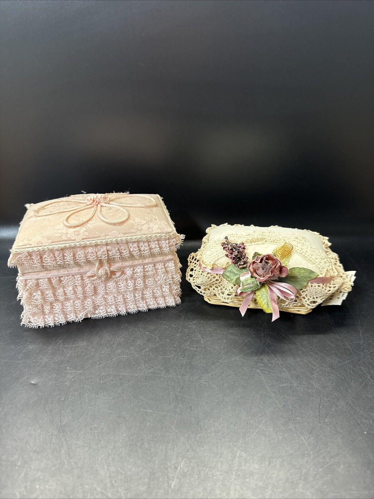 Vintage Handmade Trinket Box/ Lot Of 2
