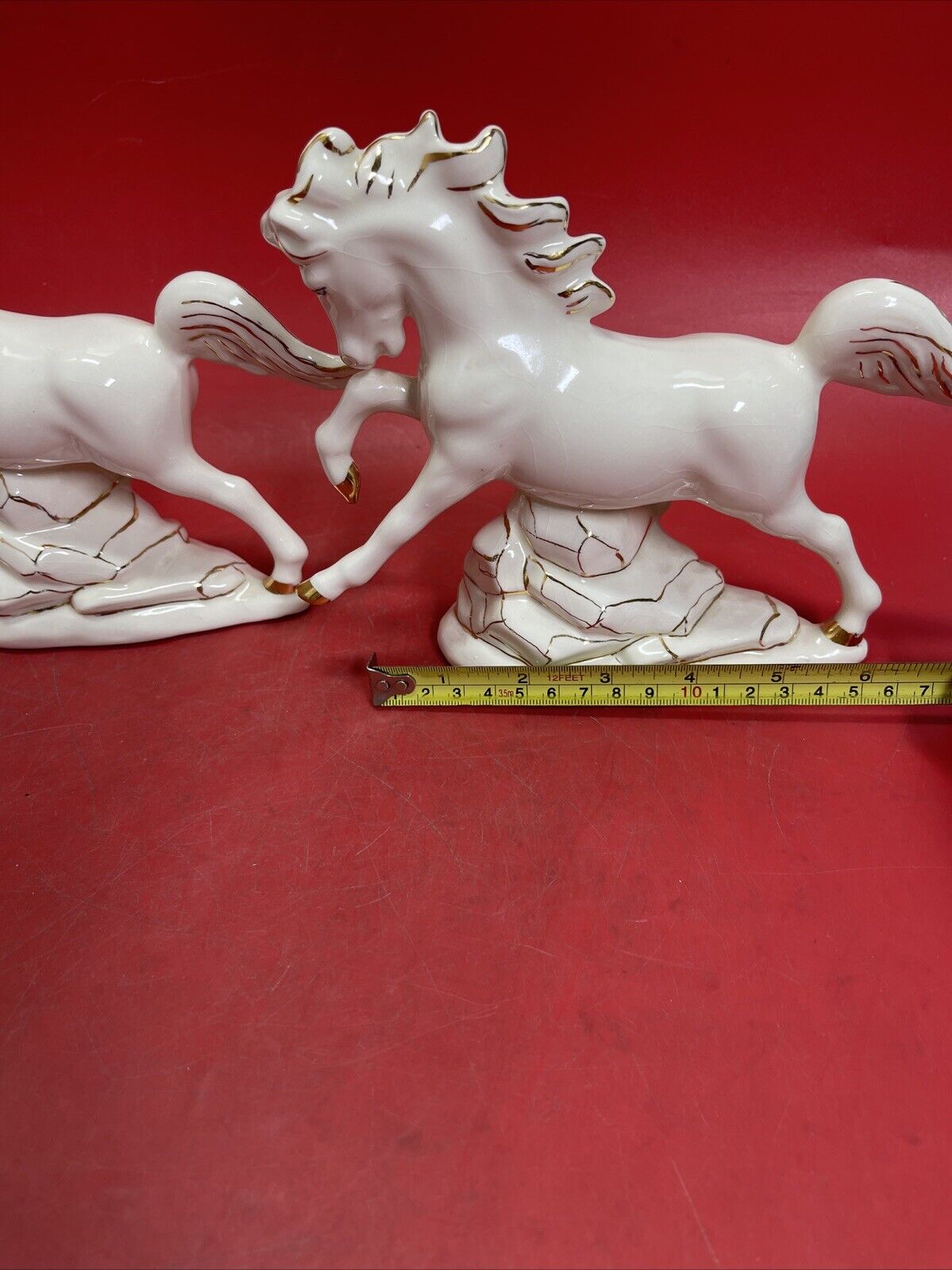 Beautiful porcelain carriage with horses, Cinderella and Prince.