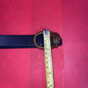 KURT GEIGER LONDON LARGE EAGLE HEAD LEATHER BELT IN BLACK  SIZE XS/S