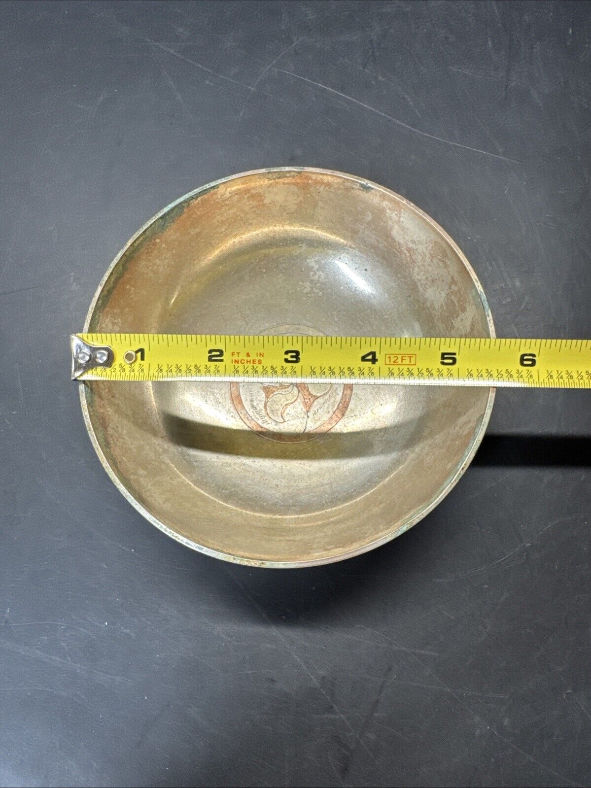 Vintage Etched Brass Trinket Bowl