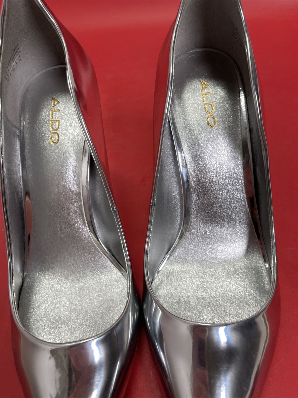 Aldo Silver Metallic Stilettos Pumps Heels Shoes Size 7.5