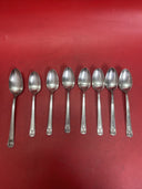 HOLMES & EDWARDS 1923 "CENTURY" ANTIQUE SILVERPLATE LOT,  8 TEASPOONS, 2 FRUIT