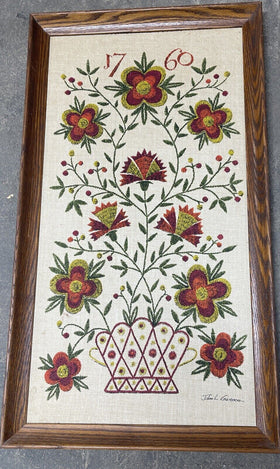 Vintage John L Gieroch Framed Wall Art Linen Burlap 1760 