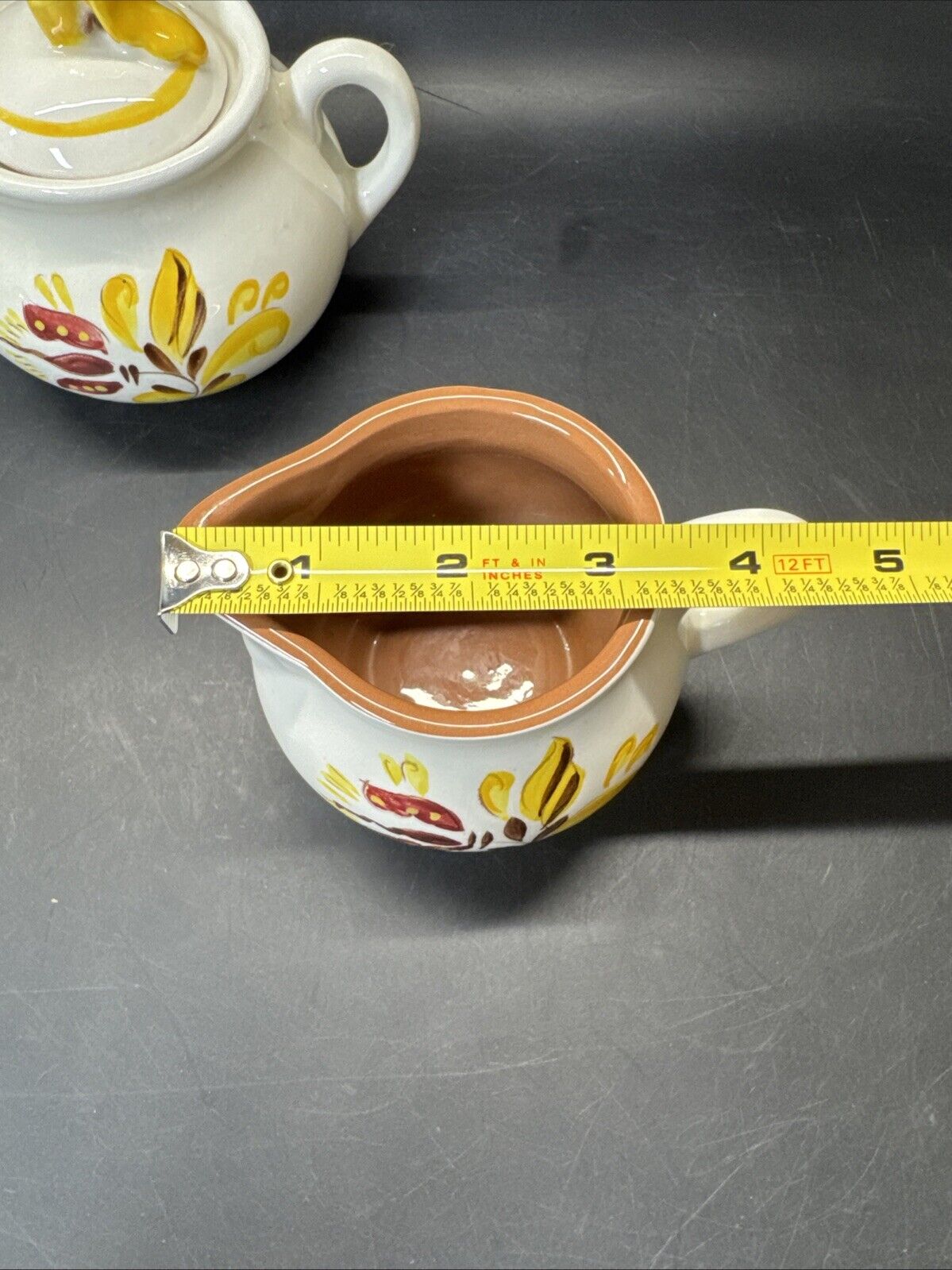 Stangl Pottery Mid Century Autumn Flower Creamer and Covered Sugar Bowl