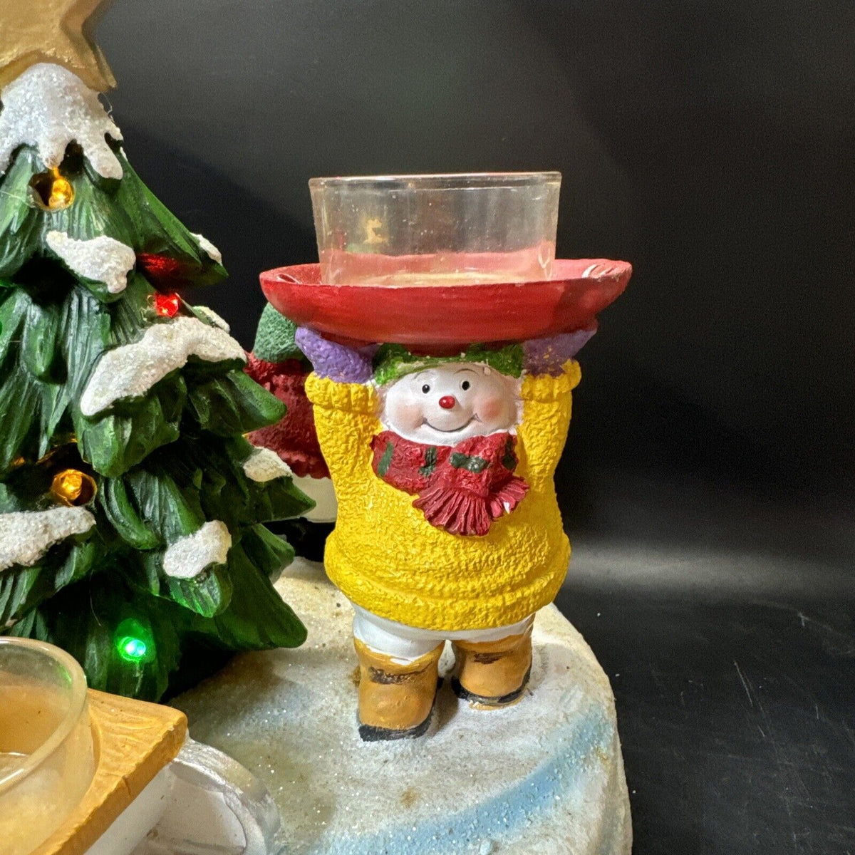 Yankee Candle Ceramic Light up Christmas Snowmen Candle Holder/ Works